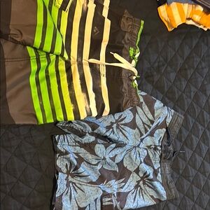 Striped and Floral Swim Shorts Set